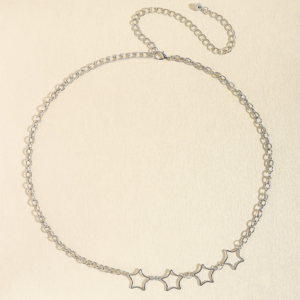 Simple Fashion Men And Women Star Metal Waist Chain Sexy Cutout Five-pointed Star Body Chain Jeans Dress Accessories