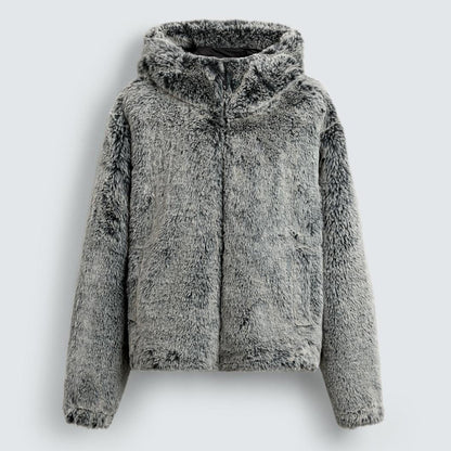 Hooded Faux Fur Jacket Coat