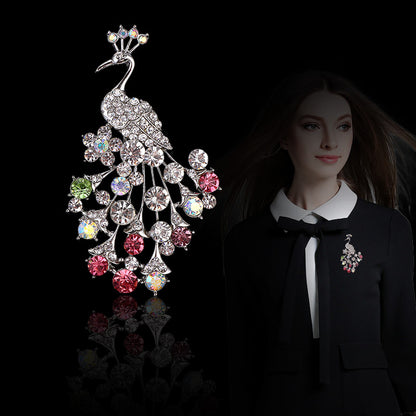 Fashion diamond inlaid peacock Brooch Pin