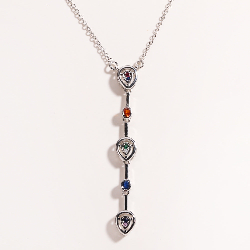 Square Colored Diamond Pendant Necklace For Women