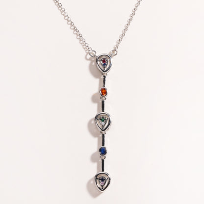 Square Colored Diamond Pendant Necklace For Women