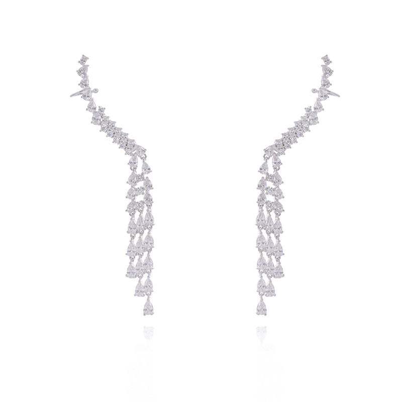 Avant-garde Zircon Ear Clip Symmetrical Earrings