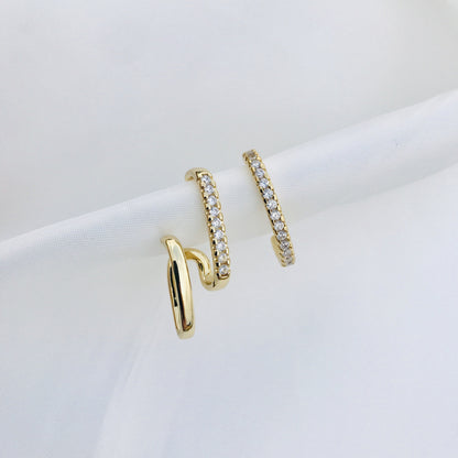 Layered crystal ear clip earrings