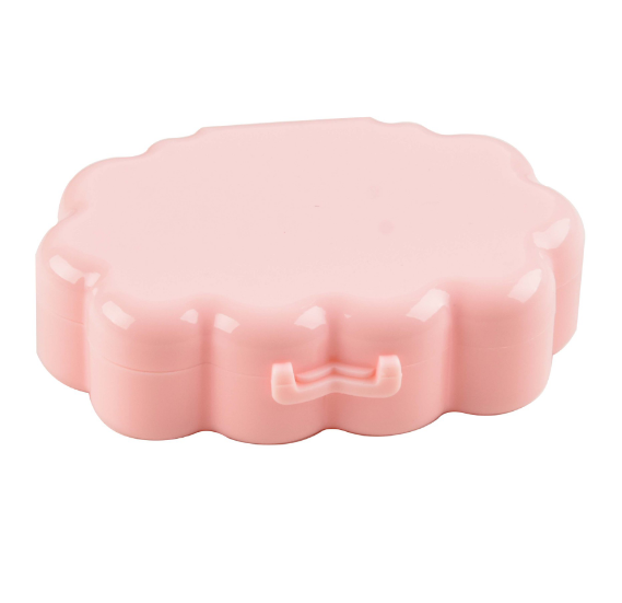 Portable contact lens case-transparent pink-1 set