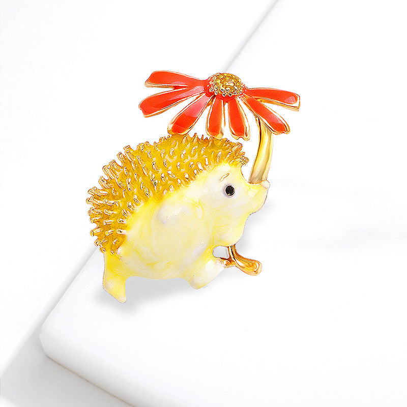 Brooch cute cartoon little hedgehog brooch silk scarf all-match new brooch