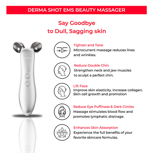 Micro-current Roller Face Slimming Massager 2-wheel Shaping Skin Tightening Beauty V Face