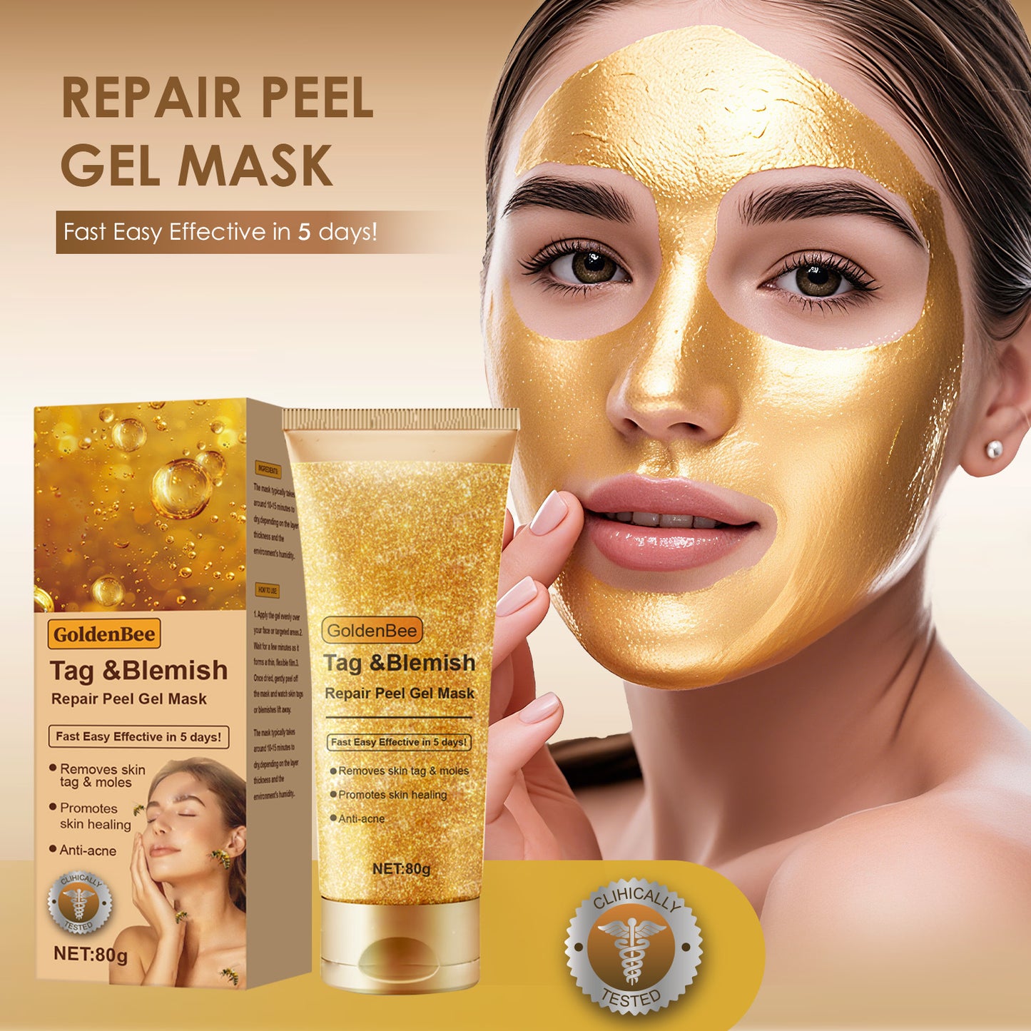 Non-standard Gold Foil Tear And Pull Gel Mask