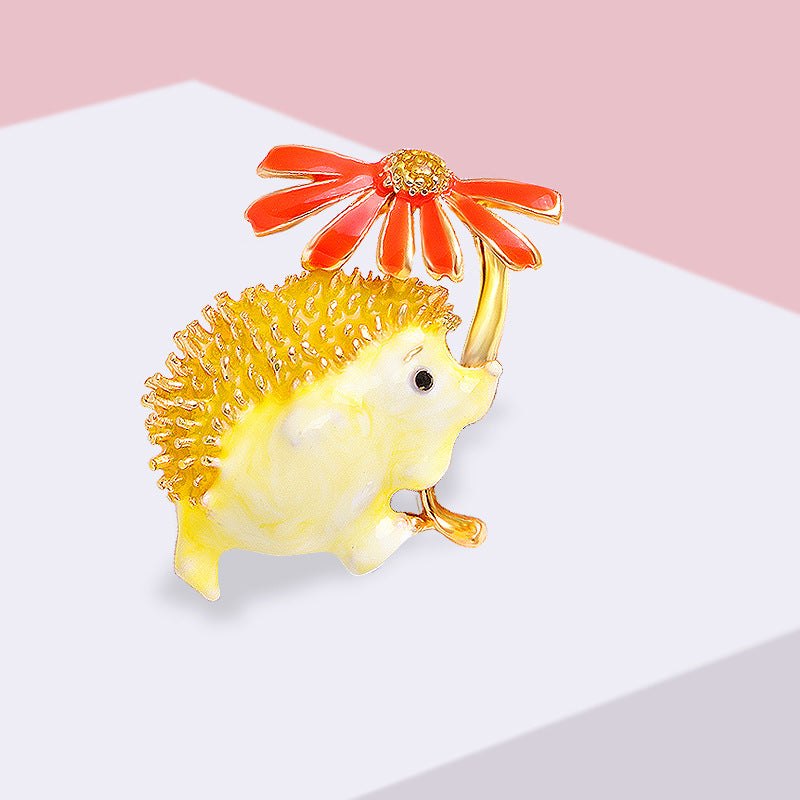 Brooch cute cartoon little hedgehog brooch silk scarf all-match new brooch