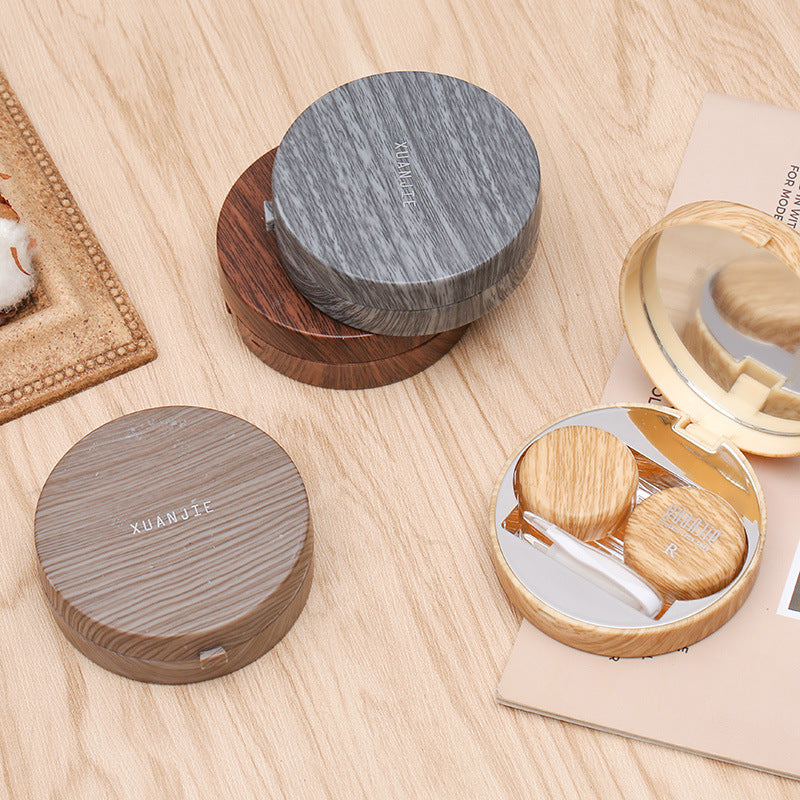 Contact Lens Case Vintage Wood Grain Contact Lens Case Wooden