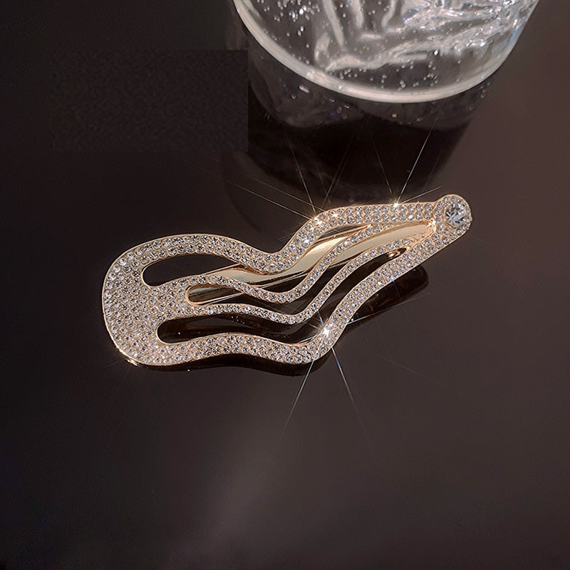 Irregular Lines Bang Sweet Cool Full Diamond Side Clip
