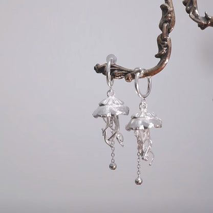 Jellyfish Tassel Stud Earrings Non-piercing Ear Clip