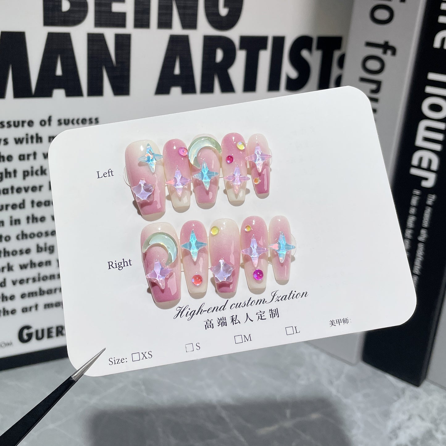 Handmade Wear Armor Ice Transparent Nail Stickers Purple Blush Wearable Nail Sticker