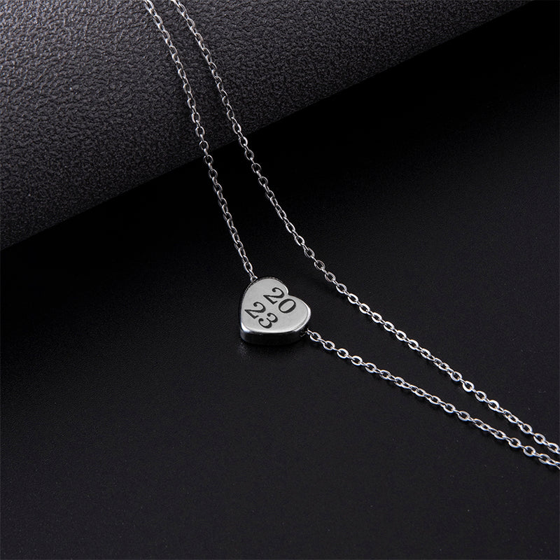 New Dr. Cap Heart Double Anklet Silver Stainless Steel Anklet