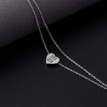 New Dr. Cap Heart Double Anklet Silver Stainless Steel Anklet