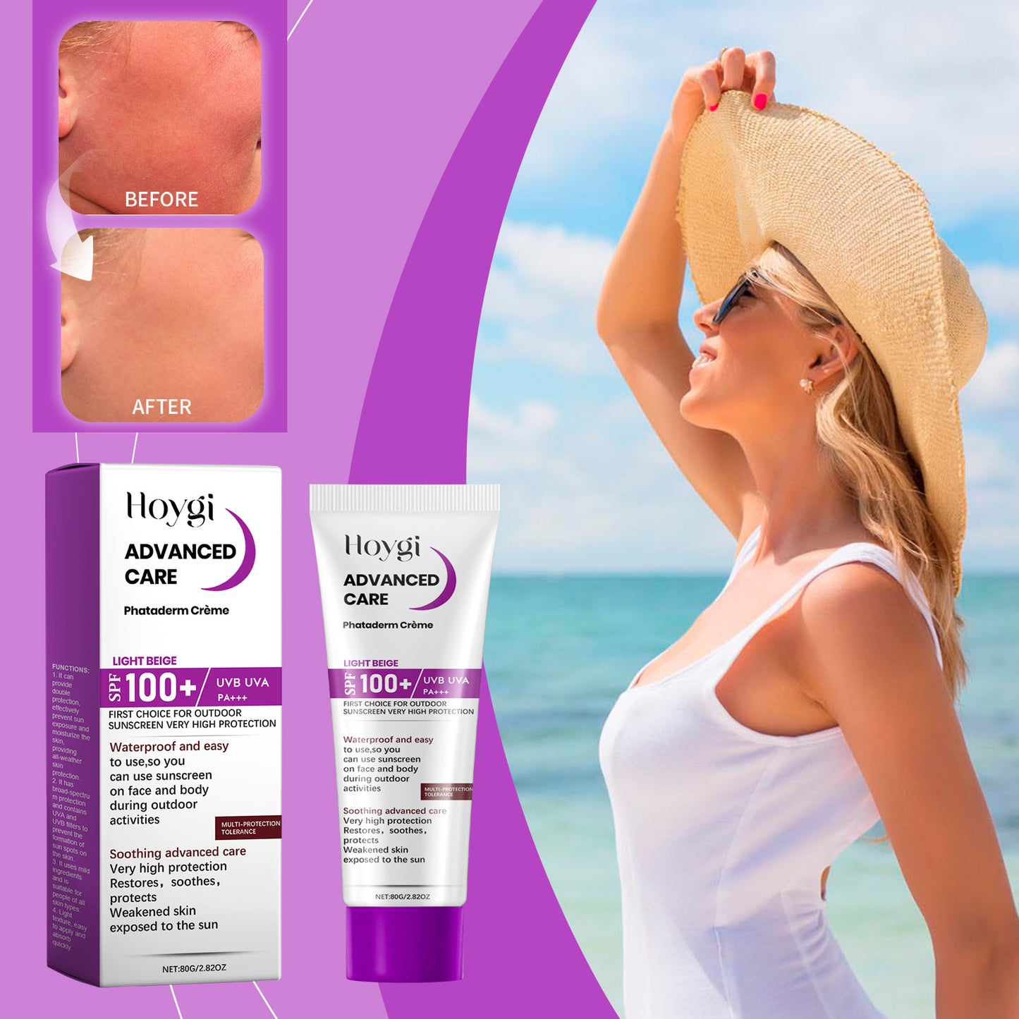 Hoygi The Moisturizing Protective Cream Is Hydrating, Refreshing, Breathable And Provides Protection Against Outdoor Ultraviolet Rays After Sun Exposure