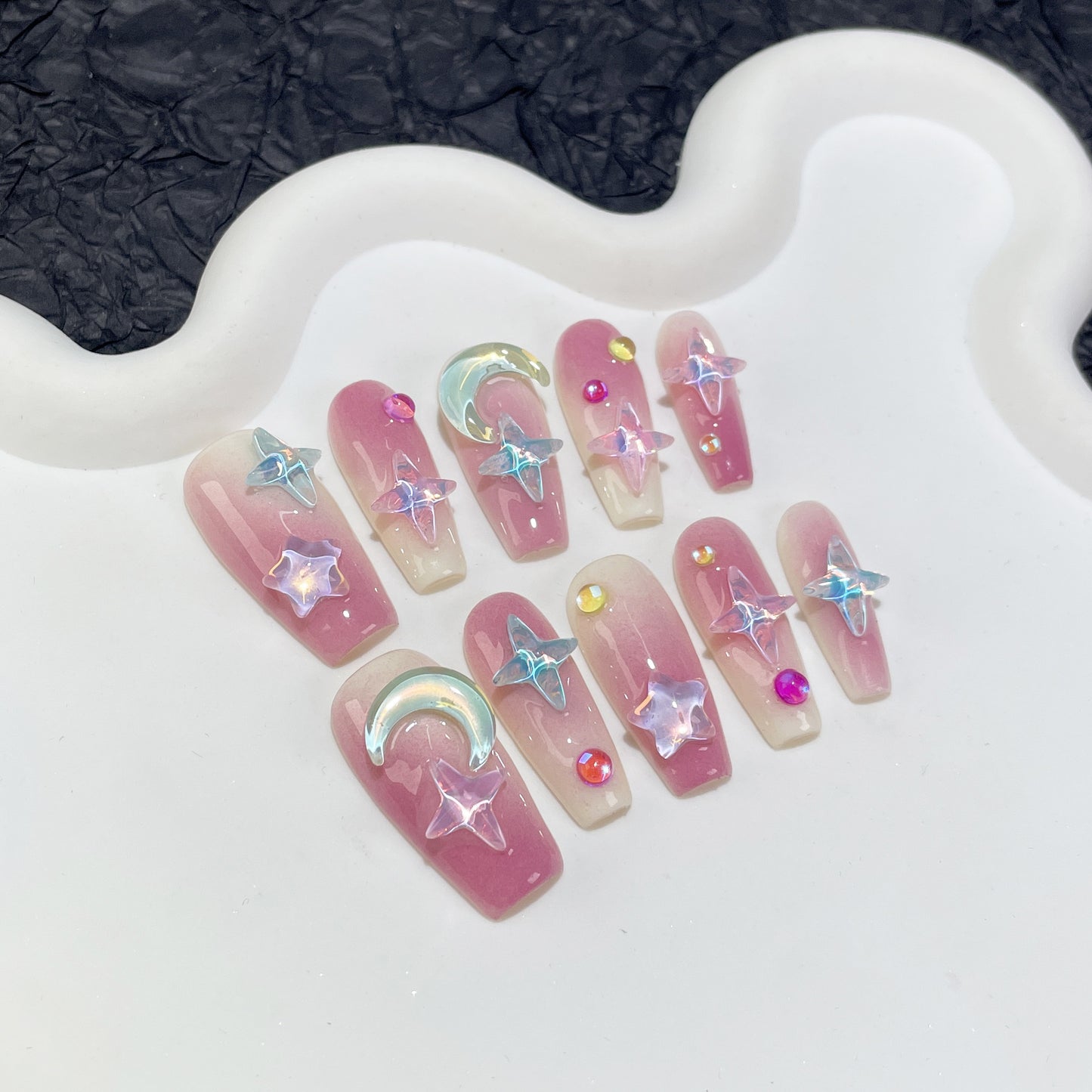Handmade Wear Armor Ice Transparent Nail Stickers Purple Blush Wearable Nail Sticker