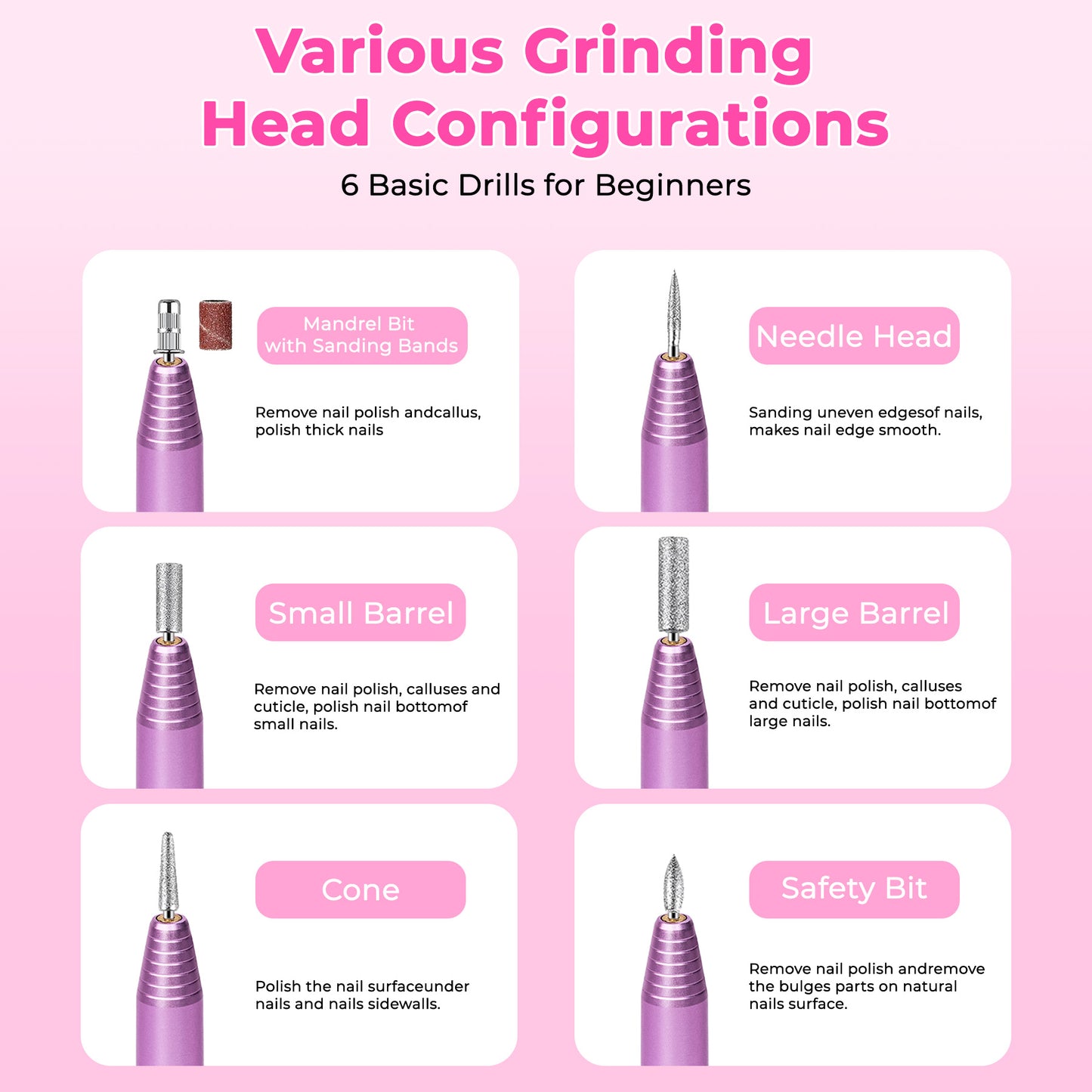Portable Electric Nail Drill, Professional Nail File Kit For Acrylic, Gel Nails, Manicure Pedicure With Nail Drill Bits Sanding Bands Rose Gold