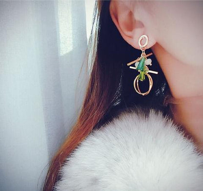 Asymmetrical earrings wild long earrings personalized crystal tassel earrings