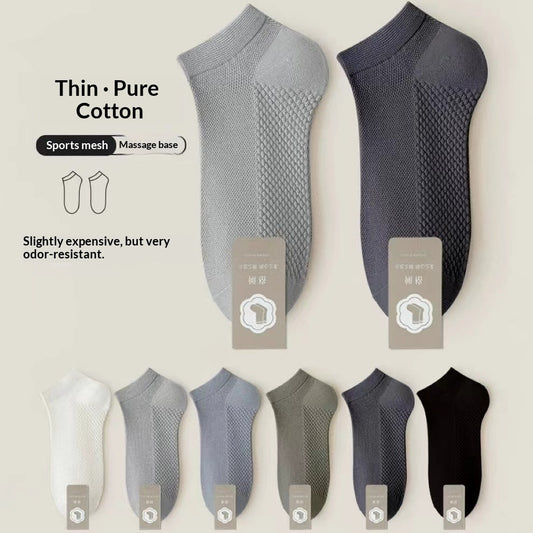 Thin Pure-cotton Deodorizing Mens Ankle Socks