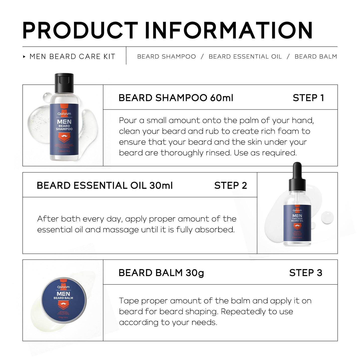 Men's Beard Care Suit 3-piece Set