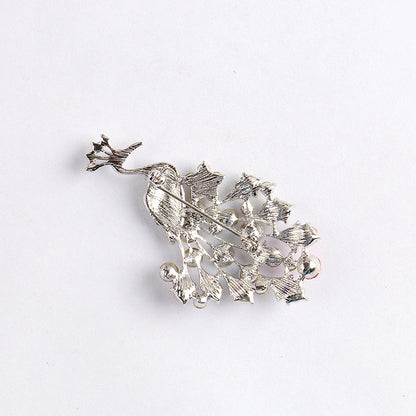 Fashion diamond inlaid peacock Brooch Pin