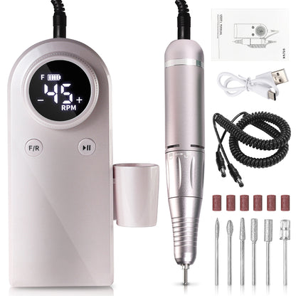 45000RPM Professional Nail Drills Kit With 6 Drill Bits, Portable Electric Nail Drill For Acrylic Nails Gel Polishing Removing, Rechargeable Nail File Machine For Manicure Pedicure Salon Home