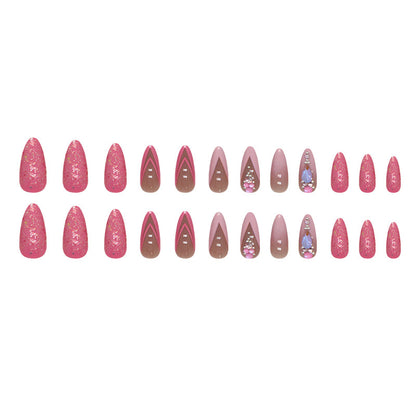 Almond Double French Fake Nails