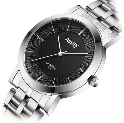 Steel belt couple watch simple men and women on the table quartz watch