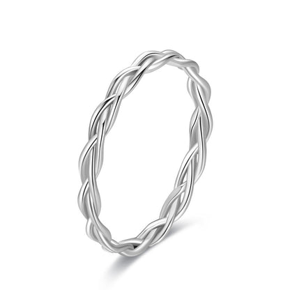 S925 Sterling Silver Exquisite Curved Cross Braid Ring