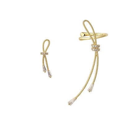 Asymmetric ear bone clip earrings