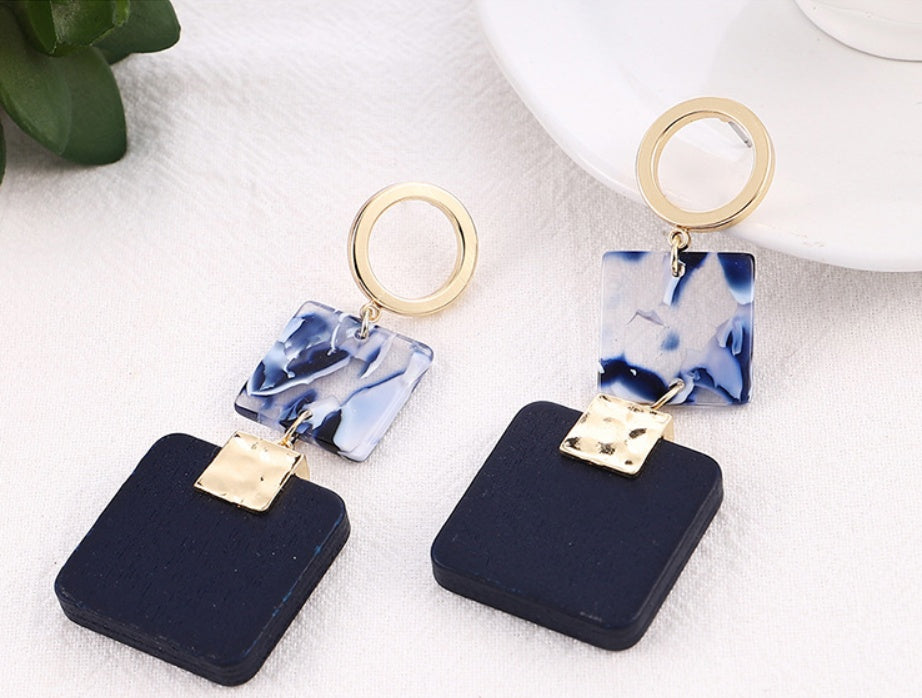Leopard Earrings Square Wood Earrings
