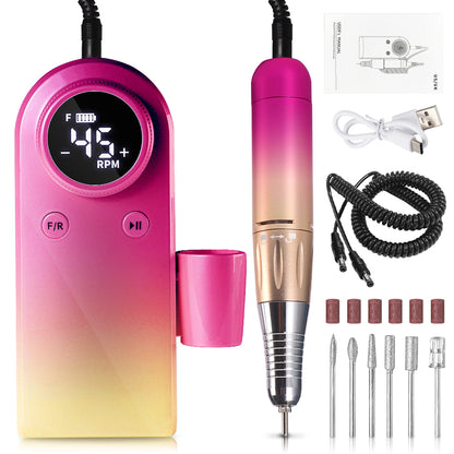 45000RPM Professional Nail Drills Kit With 6 Drill Bits, Portable Electric Nail Drill For Acrylic Nails Gel Polishing Removing, Rechargeable Nail File Machine For Manicure Pedicure Salon Home