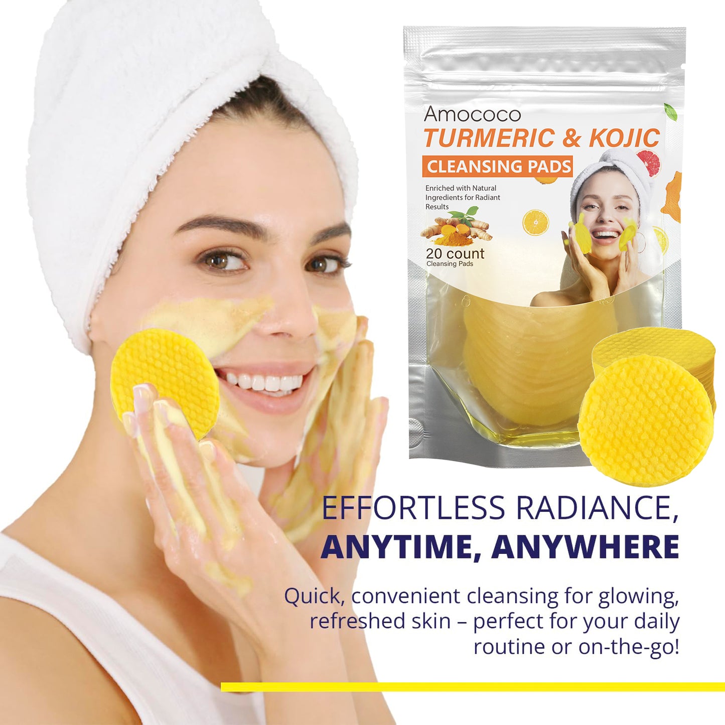 Only Supports Self Pickup With Waybill Amococo Turmeric & Kojic Cleansing Pads Brightened Skin Enriched With Turmeric Root Kojic Acid For Gentle Exfoliation And Tone Evenness
