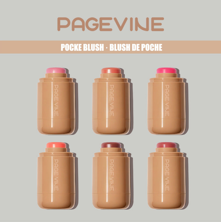 Pocket Blush Stick 6 Color Lip Cheek Water Light Stick