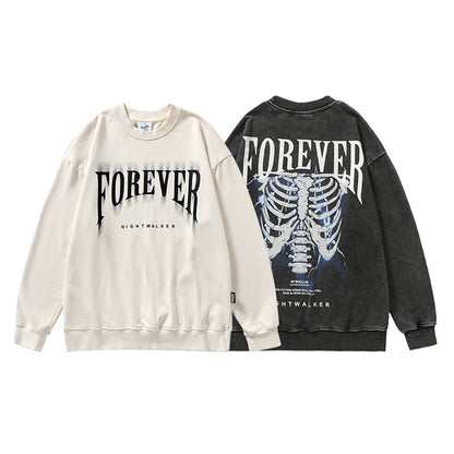 Wash Water Crewneck Hoodie Men's Niche Retro Autumn Couple Top