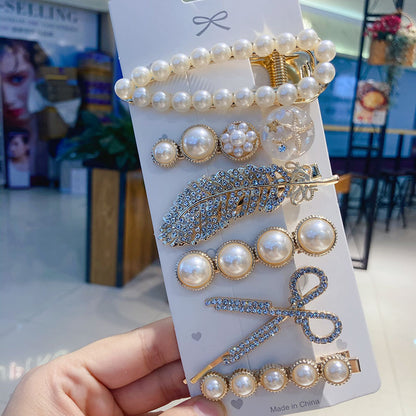 Hairpin Rhinestone Pearl Hairpin Edge Clip Headdress