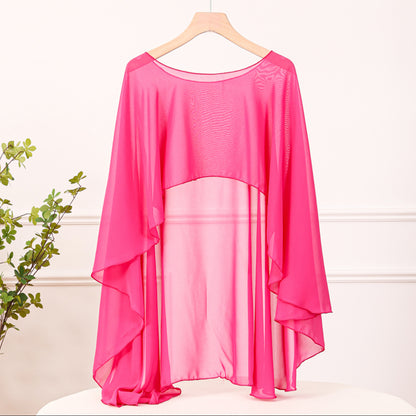 Fashionable All-match Outerwear Air-conditioning Shawl Chiffon Pullover