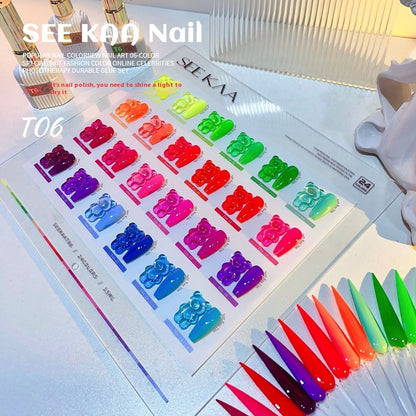 Fluorescent White Transparent Nude UV Polish Nail Set