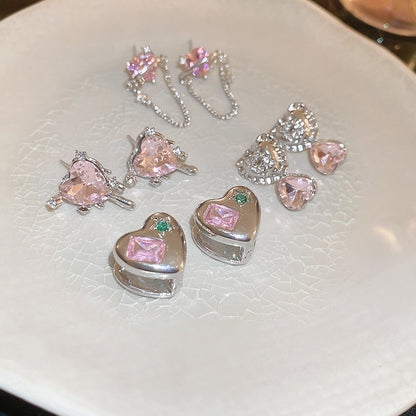 Women's Fashion Heart-shaped Zircon Ear Clip Earrings