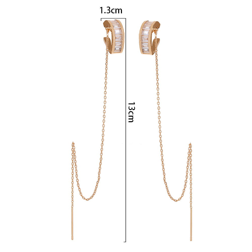 Ear Bone Clip Ear Line Integrated Long Tassel Earrings Micro Inlaid With Zircon C-type Half Round Earrings Ear Clip Accessories