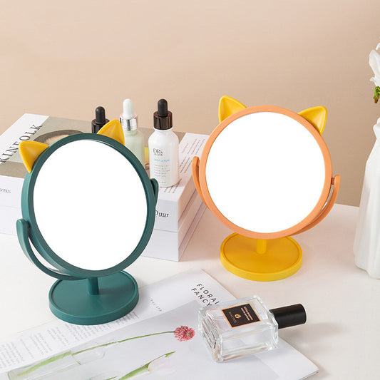 Cartoon Cat Ears Makeup Mirror Desktop Single-sided Makeup Mirror