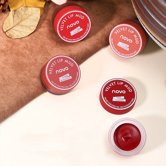 Canned Lip Mud Transparent Red Thin Persimmon Color