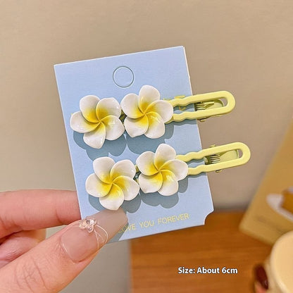 Plumeria Rubra Bangs Small Hairclip Female Cute Hairpin