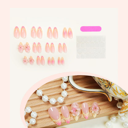 Handmade Pinch Flower Accessories Almond Nail Tips