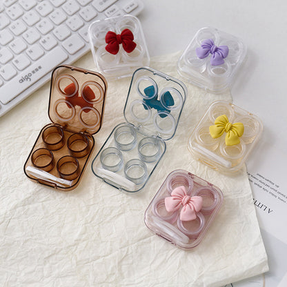 Cute Bow Transparent Contact Lens Case Cartoon Portable