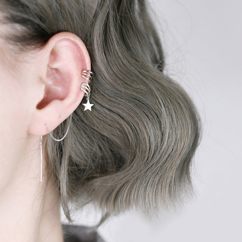 Personality Fringe Thinning Ear Clip Multi-wear Earrings