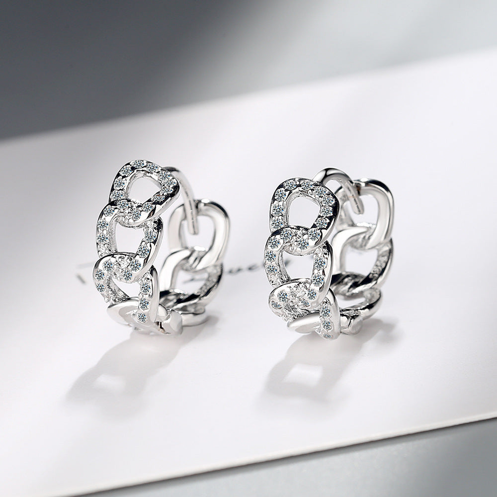 Ear Clip Personality Hollow Out Zircon Inlaid Diamond Fashion Earrings Ear Clips