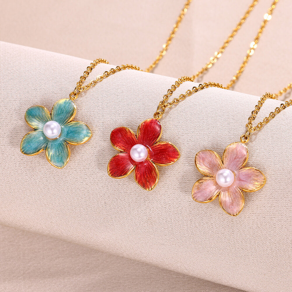 Colorful Oil Necklace Flower Pendant Necklace For Women