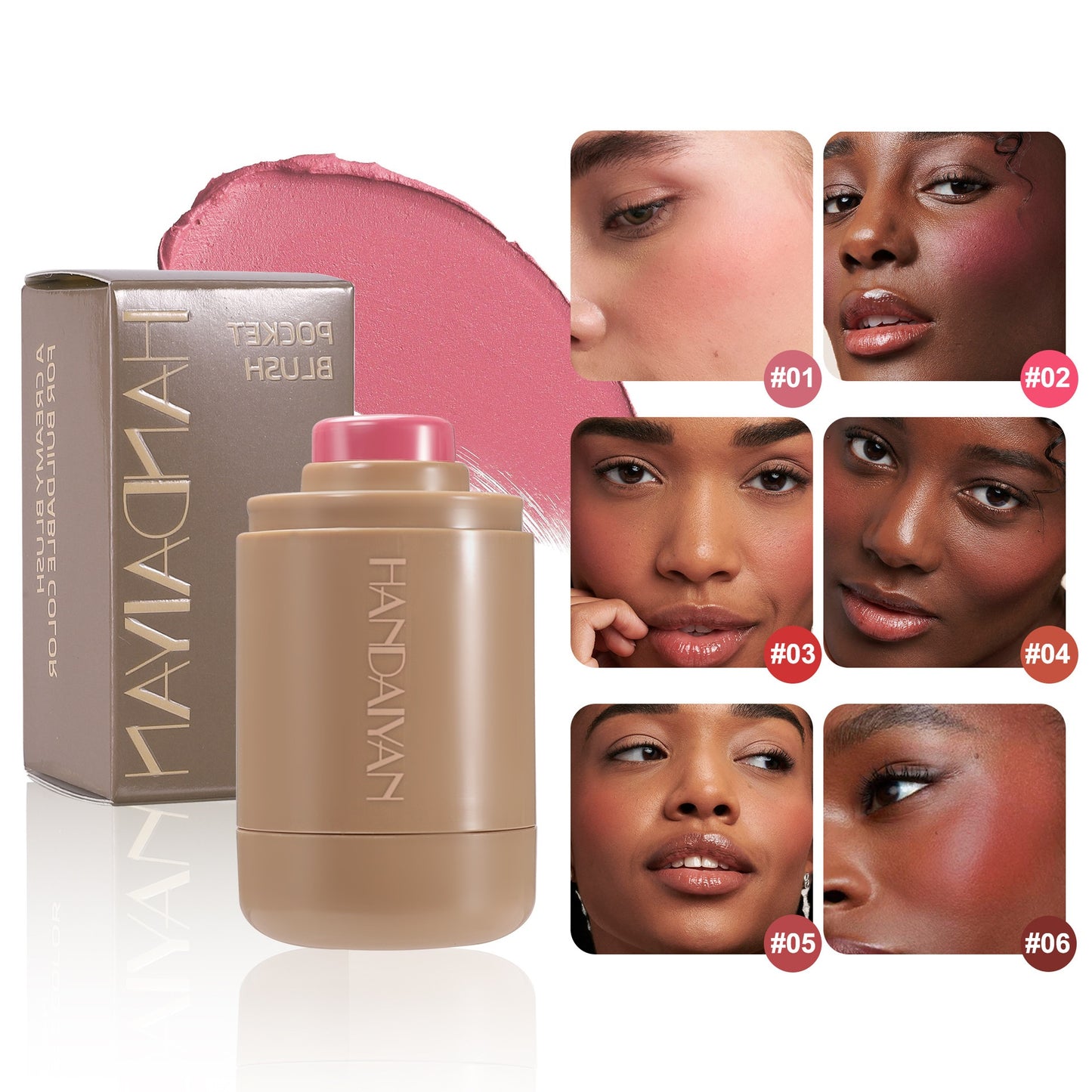 6-Color Matte Dual-Use Red Blush Contouring Palette