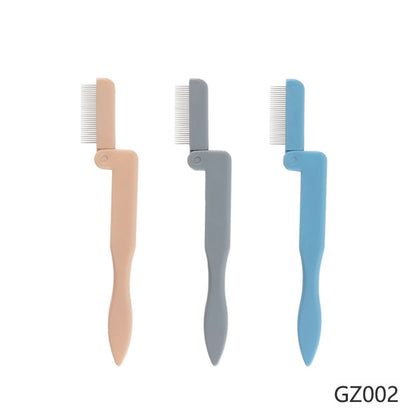Straight Handle Foldable Stainless Steel Needle Brow Groomer Lash Comb Beauty Makeup Tools
